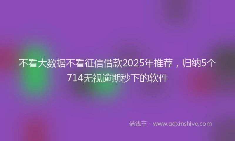 不看大数据不看征信借款2025年推荐，归纳5个714无视逾期秒下的软件