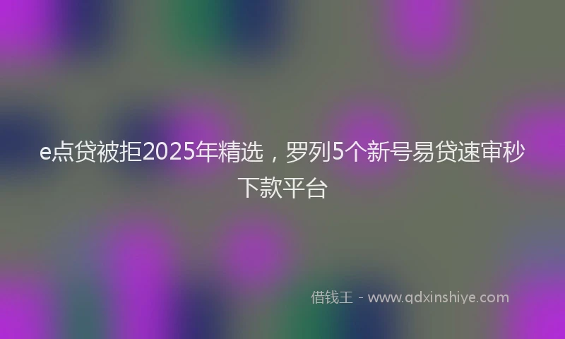 e点贷被拒2025年精选，罗列5个新号易贷速审秒下款平台