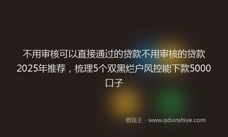 不用审核可以直接通过的贷款不用审核的贷款2025年推荐，梳理5个双黑烂户风控能下款5000口子