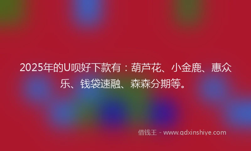 2025年的U呗好下款有：葫芦花、小金鹿、惠众乐、钱袋速融、森森分期等。