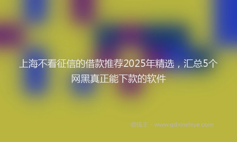 上海不看征信的借款推荐2025年精选，汇总5个网黑真正能下款的软件