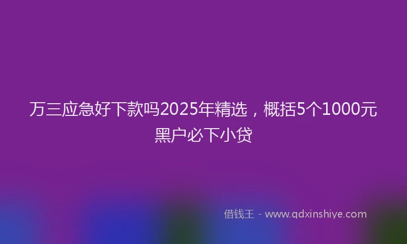 万三应急好下款吗2025年精选，概括5个1000元黑户必下小贷