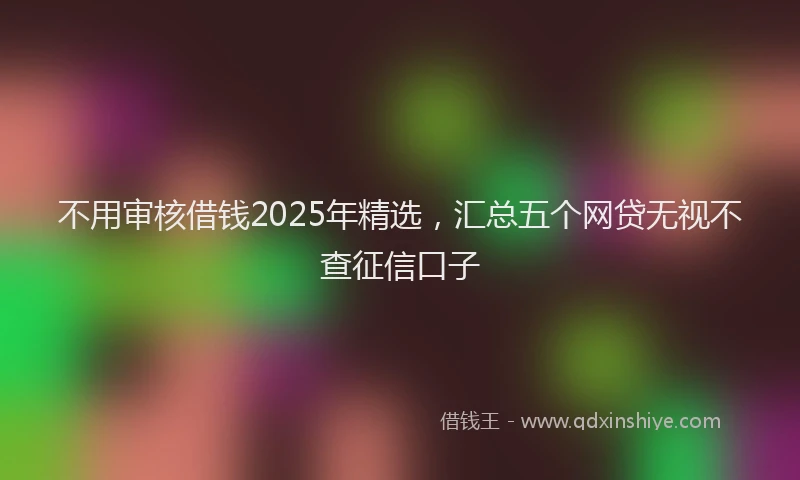 不用审核借钱2025年精选，汇总五个网贷无视不查征信口子
