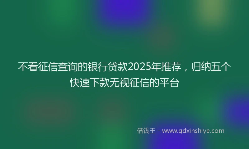 不看征信查询的银行贷款2025年推荐，归纳五个快速下款无视征信的平台