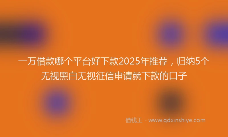 一万借款哪个平台好下款2025年推荐，归纳5个无视黑白无视征信申请就下款的口子