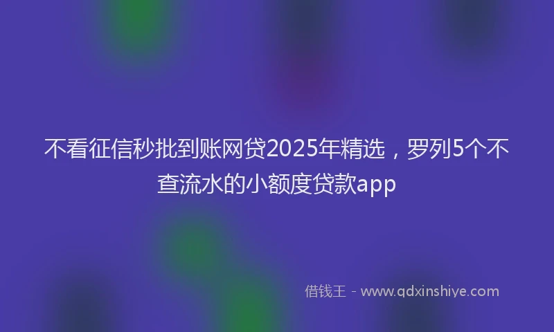 不看征信秒批到账网贷2025年精选，罗列5个不查流水的小额度贷款app