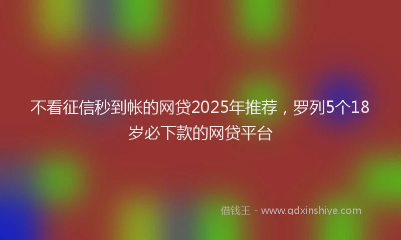不看征信秒到帐的网贷2025年推荐，罗列5个18岁必下款的网贷平台