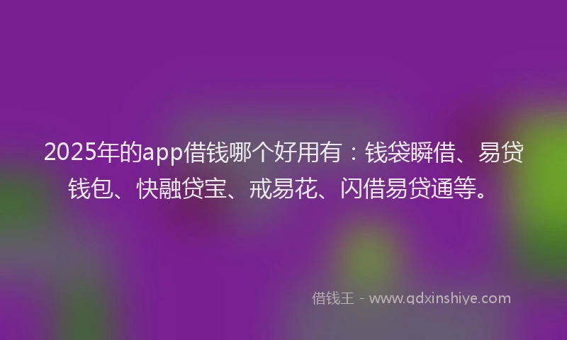 2025年的app借钱哪个好用有：钱袋瞬借、易贷钱包、快融贷宝、戒易花、闪借易贷通等。