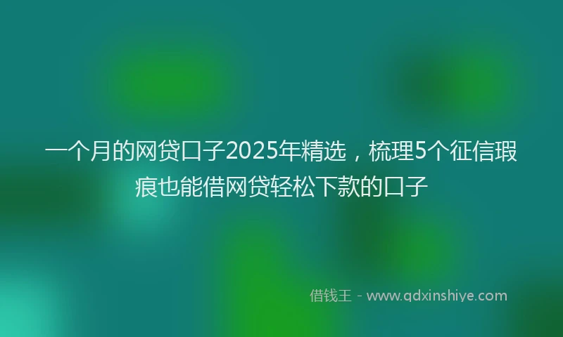 一个月的网贷口子2025年精选，梳理5个征信瑕疵也能借网贷轻松下款的口子