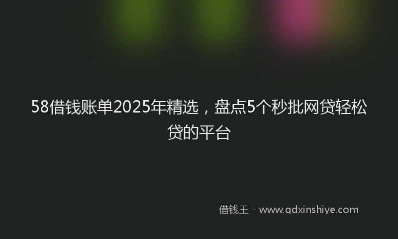 58借钱账单2025年精选，盘点5个秒批网贷轻松贷的平台
