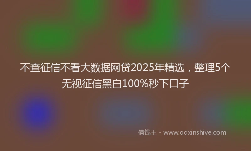 不查征信不看大数据网贷2025年精选，整理5个无视征信黑白100%秒下口子