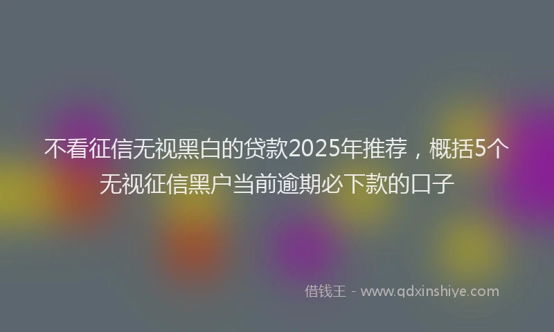 不看征信无视黑白的贷款2025年推荐，概括5个无视征信黑户当前逾期必下款的口子