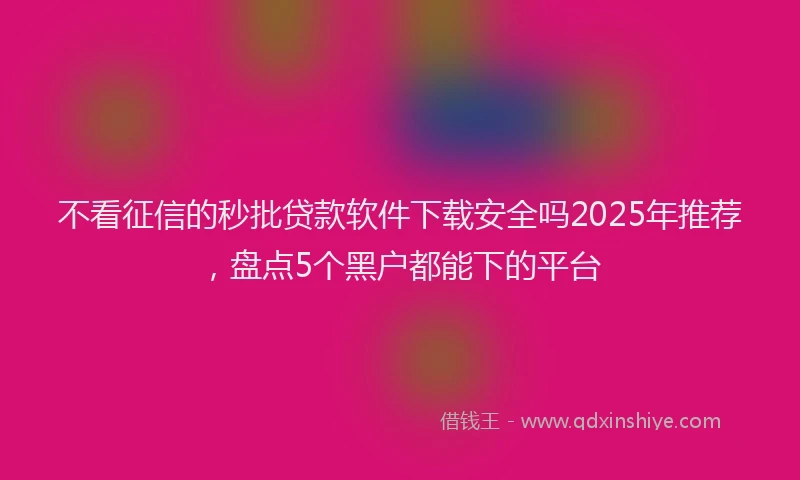 不看征信的秒批贷款软件下载安全吗2025年推荐，盘点5个黑户都能下的平台