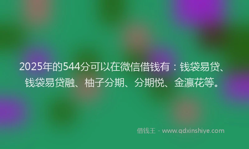 2025年的544分可以在微信借钱有：钱袋易贷、钱袋易贷融、柚子分期、分期悦、金瀛花等。