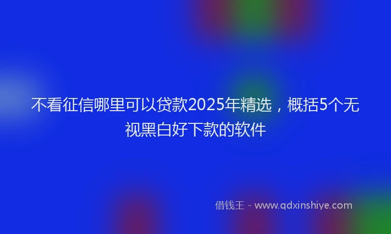 不看征信哪里可以贷款2025年精选，概括5个无视黑白好下款的软件