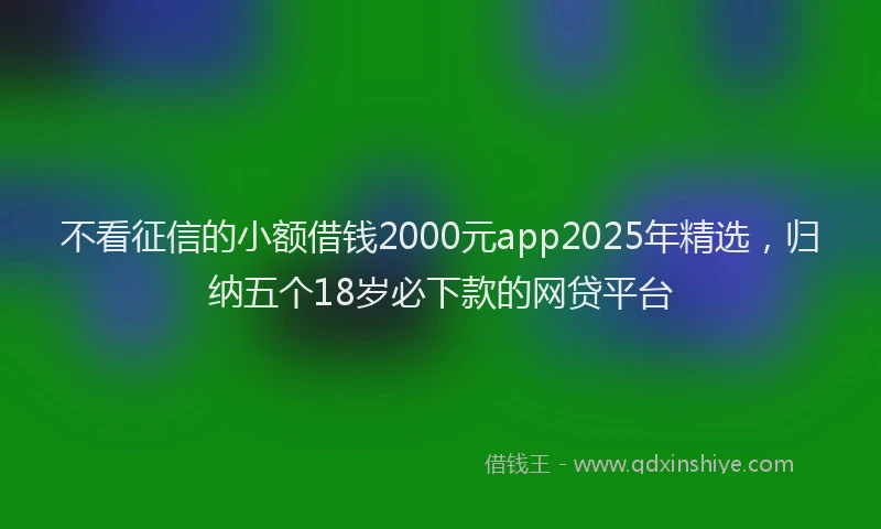 不看征信的小额借钱2000元app2025年精选，归纳五个18岁必下款的网贷平台