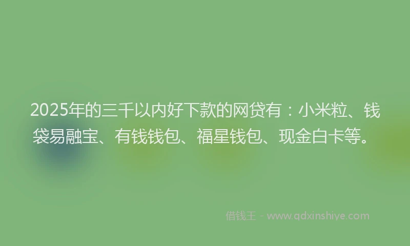 2025年的三千以内好下款的网贷有：小米粒、钱袋易融宝、有钱钱包、福星钱包、现金白卡等。