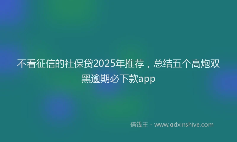 不看征信的社保贷2025年推荐，总结五个高炮双黑逾期必下款app