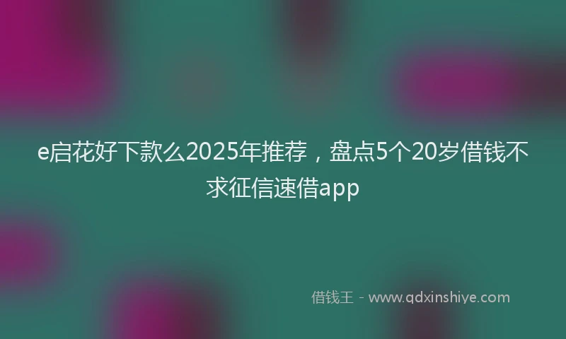e启花好下款么2025年推荐，盘点5个20岁借钱不求征信速借app