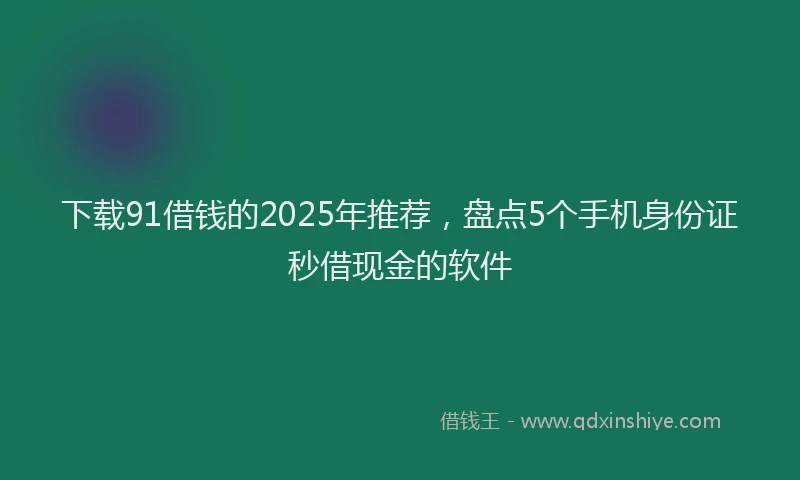 下载91借钱的2025年推荐，盘点5个手机身份证秒借现金的软件