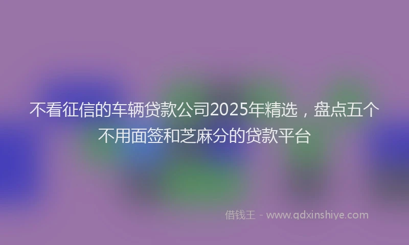 不看征信的车辆贷款公司2025年精选，盘点五个不用面签和芝麻分的贷款平台