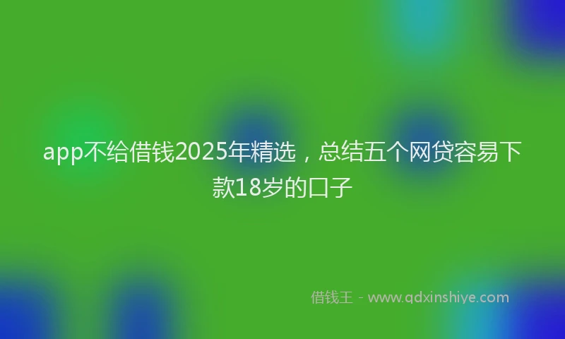 app不给借钱2025年精选，总结五个网贷容易下款18岁的口子