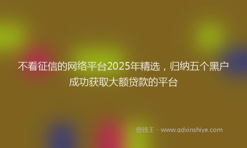 不看征信的网络平台2025年精选，归纳五个黑户成功获取大额贷款的平台