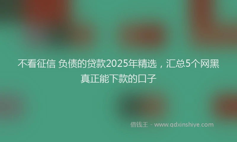 不看征信 负债的贷款2025年精选，汇总5个网黑真正能下款的口子