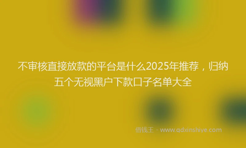 不审核直接放款的平台是什么2025年推荐，归纳五个无视黑户下款口子名单大全