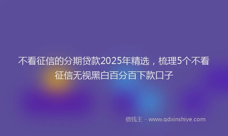 不看征信的分期贷款2025年精选，梳理5个不看征信无视黑白百分百下款口子