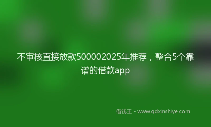 不审核直接放款500002025年推荐，整合5个靠谱的借款app