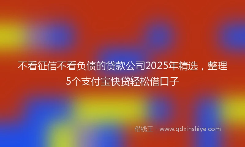 不看征信不看负债的贷款公司2025年精选，整理5个支付宝快贷轻松借口子
