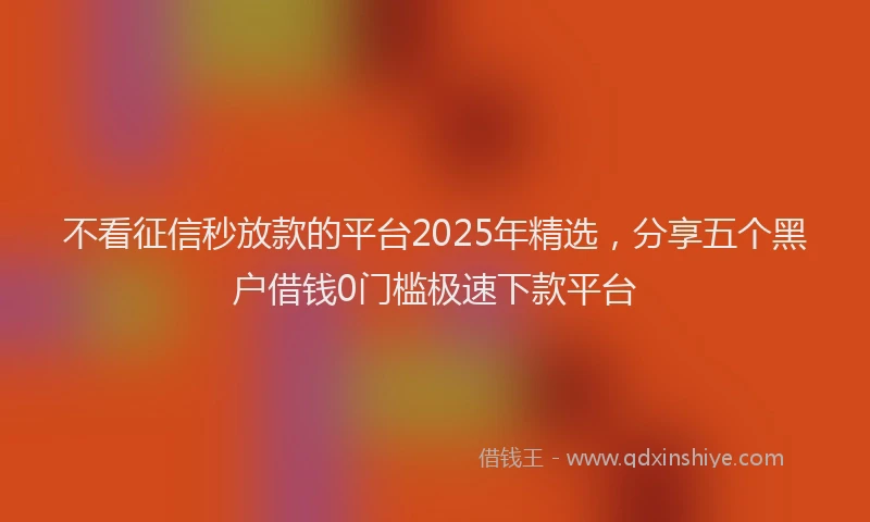不看征信秒放款的平台2025年精选，分享五个黑户借钱0门槛极速下款平台