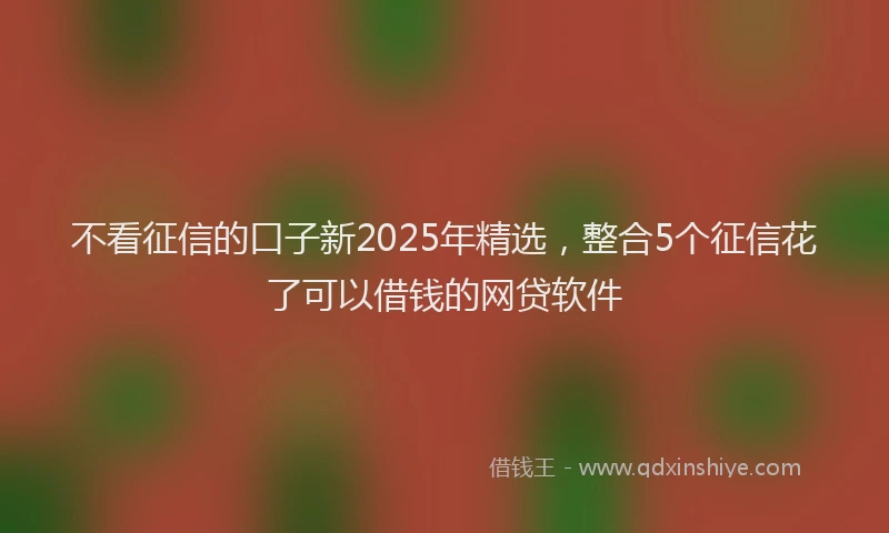 不看征信的口子新2025年精选，整合5个征信花了可以借钱的网贷软件