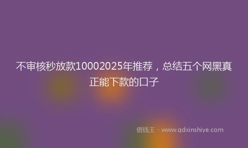 不审核秒放款10002025年推荐，总结五个网黑真正能下款的口子