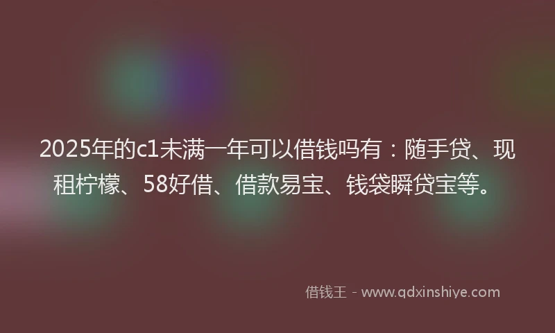 2025年的c1未满一年可以借钱吗有：随手贷、现租柠檬、58好借、借款易宝、钱袋瞬贷宝等。