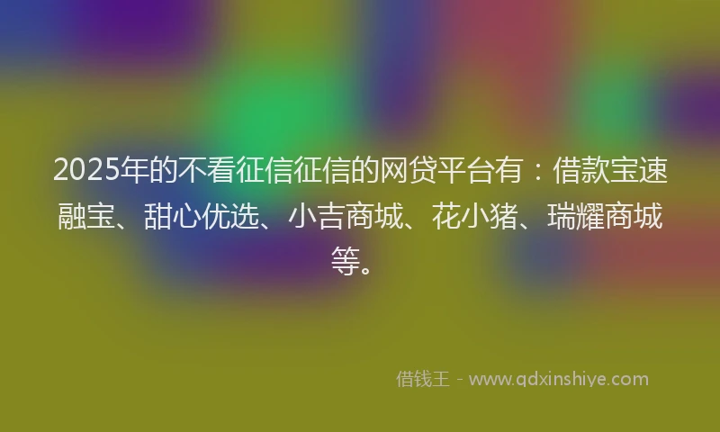 2025年的不看征信征信的网贷平台有：借款宝速融宝、甜心优选、小吉商城、花小猪、瑞耀商城等。