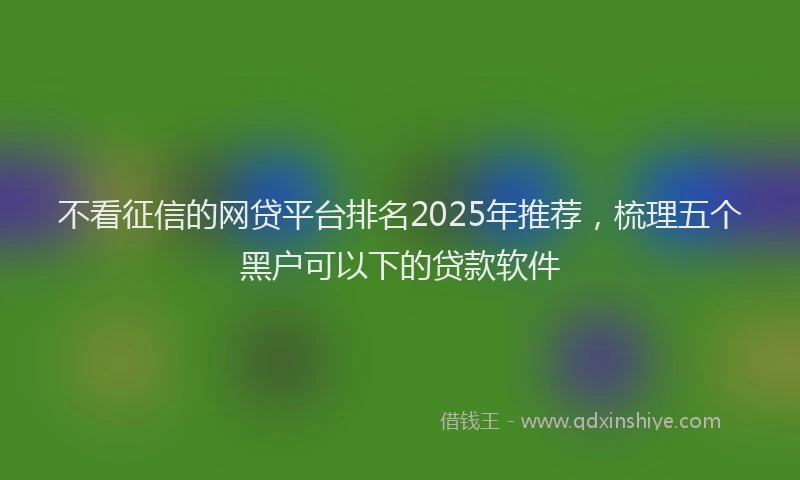 不看征信的网贷平台排名2025年推荐，梳理五个黑户可以下的贷款软件