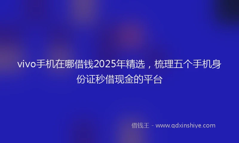 vivo手机在哪借钱2025年精选，梳理五个手机身份证秒借现金的平台