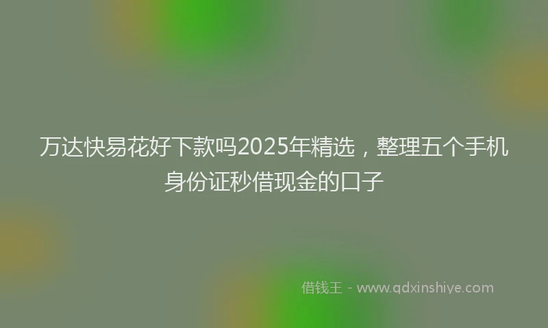 万达快易花好下款吗2025年精选，整理五个手机身份证秒借现金的口子