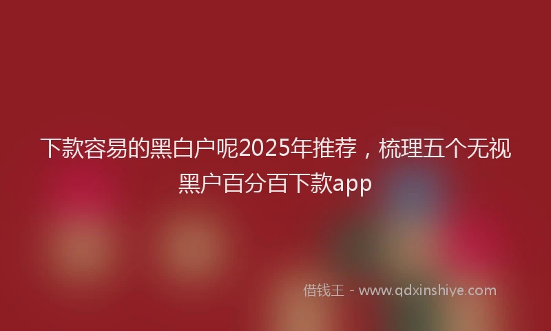 下款容易的黑白户呢2025年推荐，梳理五个无视黑户百分百下款app