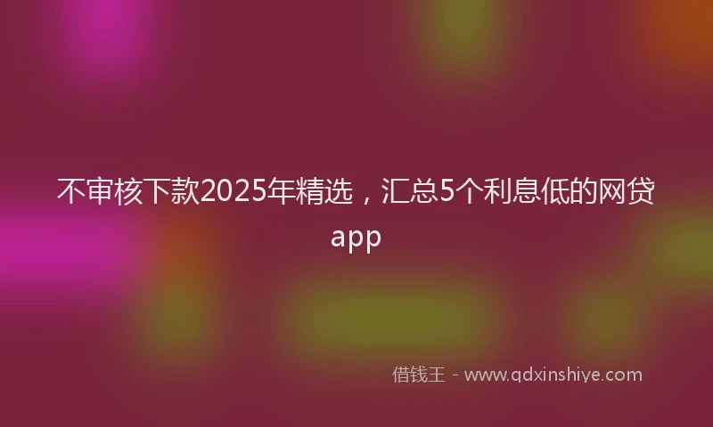 不审核下款2025年精选，汇总5个利息低的网贷app