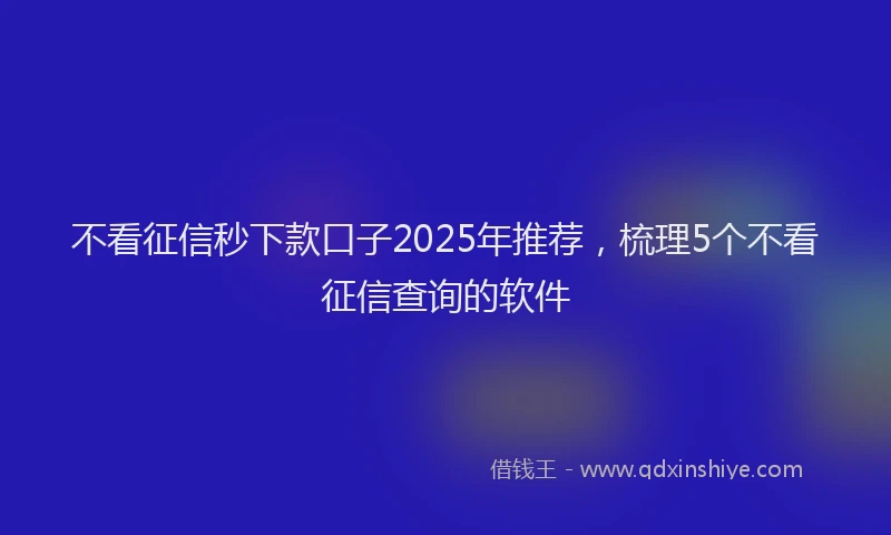 不看征信秒下款口子2025年推荐，梳理5个不看征信查询的软件