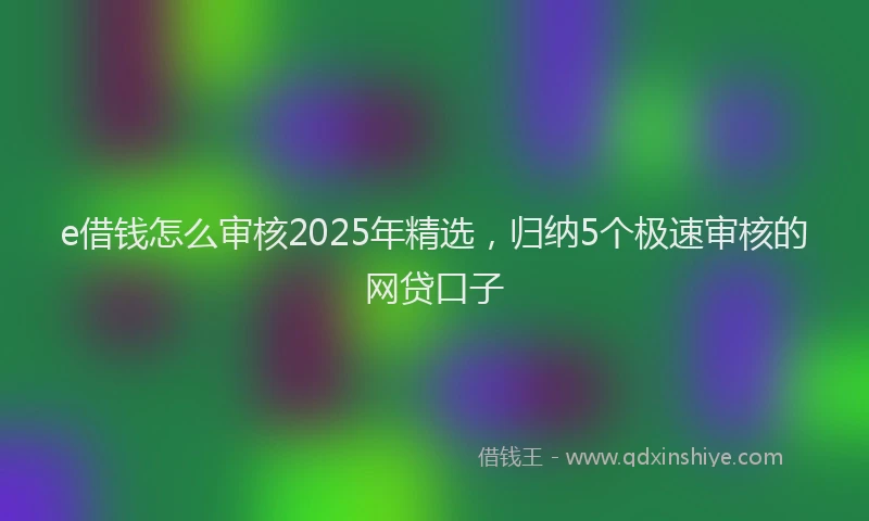 e借钱怎么审核2025年精选，归纳5个极速审核的网贷口子
