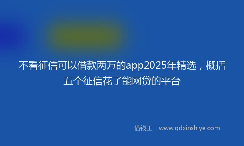 不看征信可以借款两万的app2025年精选，概括五个征信花了能网贷的平台