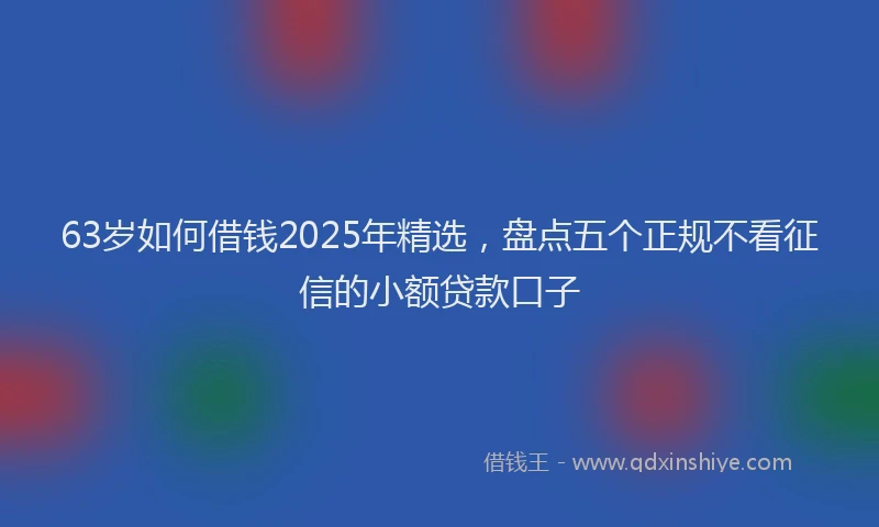 63岁如何借钱2025年精选，盘点五个正规不看征信的小额贷款口子