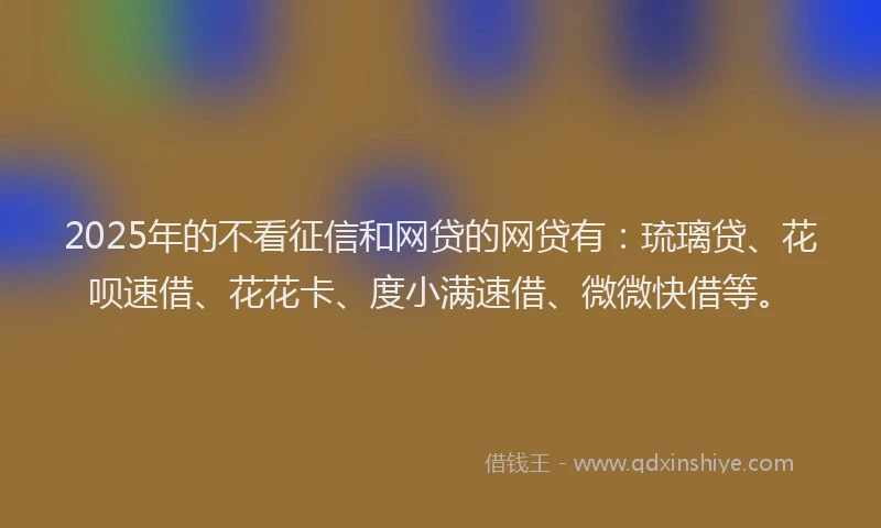 2025年的不看征信和网贷的网贷有：琉璃贷、花呗速借、花花卡、度小满速借、微微快借等。