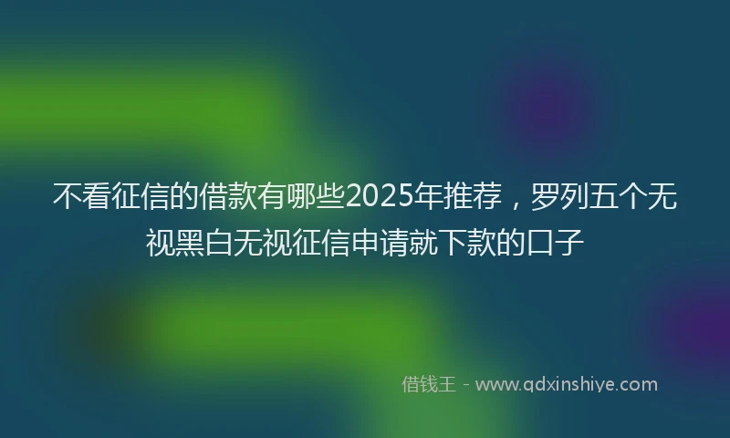 不看征信的借款有哪些2025年推荐，罗列五个无视黑白无视征信申请就下款的口子