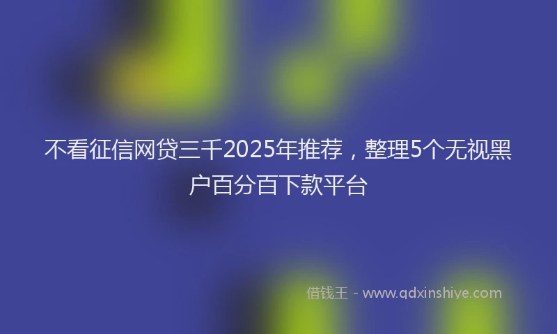 不看征信网贷三千2025年推荐，整理5个无视黑户百分百下款平台