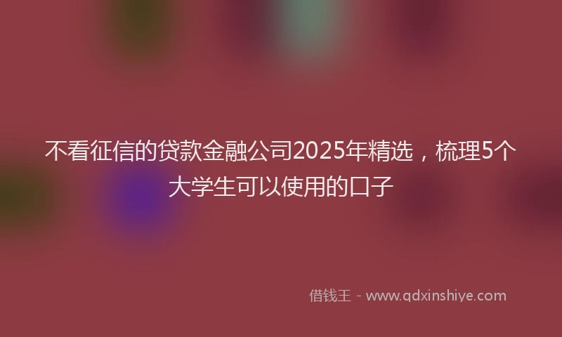 不看征信的贷款金融公司2025年精选，梳理5个大学生可以使用的口子